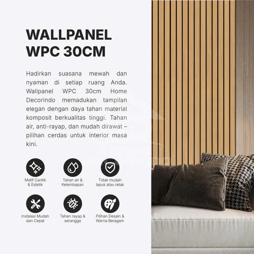 Wallpanel Wpc 30cm PLW-05-BLACK Home Decorindo Wallpanel Wpc 30cm PLW-05-BLACK Home Decorindo